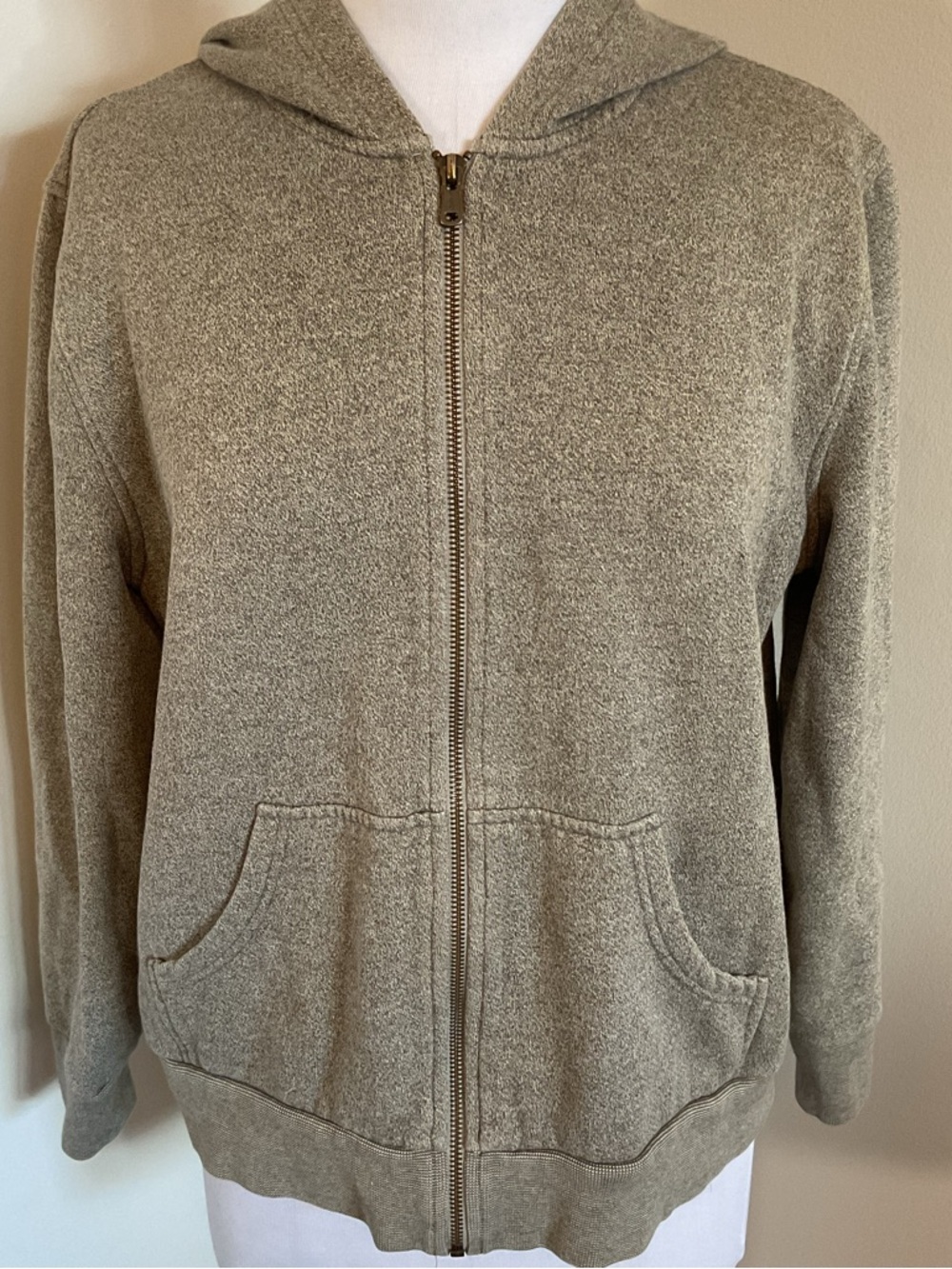 Lauren Ralph Lauren Petite Large Gray Zip Up Hoodie Sweatshirt Cotton Blend